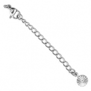 Stainless Steel - Rostfrei Stahl Schmuckzubehör Verlängerungsketten Set Blume mit Karabinerverschluss Silver