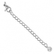 Stainless Steel - Rostfrei Stahl Schmuckzubehör Verlängerungsketten Set Blume mit Karabinerverschluss Silver