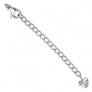 Stainless Steel - Rostfrei Stahl Schmuckzubehör Verlängerungsketten Set Herz mit Karabinerverschluss Silver