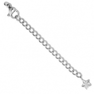 Stainless Steel - Rostfrei Stahl Schmuckzubehör Verlängerungsketten Set Stern mit Karabinerverschluss Silver