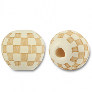 Holzperlen Rund 10mm Patrone Off white-natural