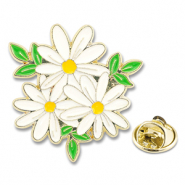 Anstecker Gänseblümchen White-green-yellow-gold