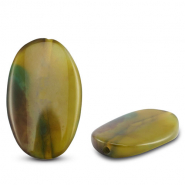 Naturstein Perlen Achat Oval Transparent green-brown