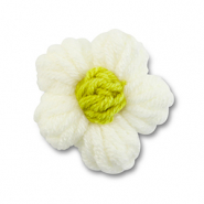 Gehäkelte Blume Off white-lime green