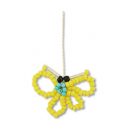 Anhänger Glasperlen Schmetterling Yellow-turquoise-black