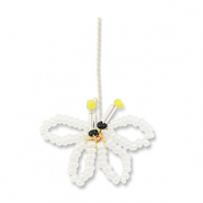 Anhänger Glasperlen Schmetterling White-yellow-black