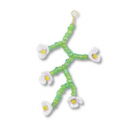 Anhänger Glasperlen Blume Transparent green-white AB-yellow