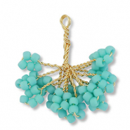 Anhänger Glasperlen Blume Gold-turquoise