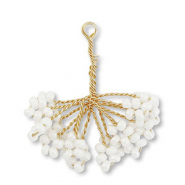 Anhänger Glasperlen Blume Gold-white