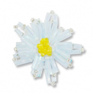 Anhänger Glasperlen Blume Transparent light blue-transparent yellow-white