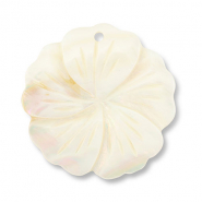 Muschel Anhänger Blume White (Naturliche Farbe Muschel)