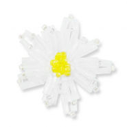 Anhänger Glasperlen Blume Transparent white-transparent yellow