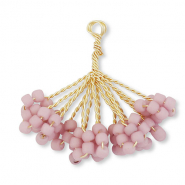 Anhänger Glasperlen Blume Gold-mauve