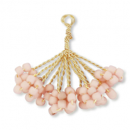Anhänger Glasperlen Blume Gold-vintage pink