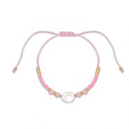 Trendy Armbänder Gemischte Perlen Pink-white-gold