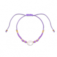 Trendy Armbänder Gemischte Perlen Purple-white-gold