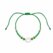Trendy Armbänder Gemischte Perlen Green-white-gold