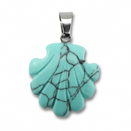 Naturstein Anhänger Glas Muschel Turquoise blue