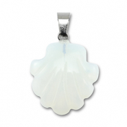 Naturstein Anhänger Glas Muschel Transparent white
