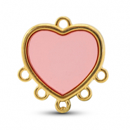 Metall Anhänger DQ mit 6 Ösen Pink-Gold (Nickelfrei)