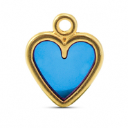 Metall Anhänger DQ Herz Blue-Gold (Nickelfrei)