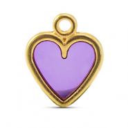 Metall Anhänger DQ Herz Purple-Gold (Nickelfrei)