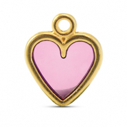 Metall Anhänger DQ Herz Pink-Gold (Nickelfrei)