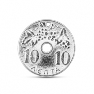 Metall Anhänger DQ Münze Antik silber (Nickelfrei)