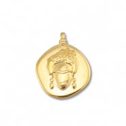 Metall Anhänger DQ Frida Kahlo Gold (Nickelfrei)