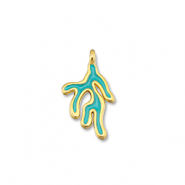 Metall Anhänger DQ Koralle Turquoise blue-Gold (Nickelfrei)