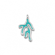 Metall Anhänger DQ Koralle Turquoise blue-Antik silber (Nickelfrei)