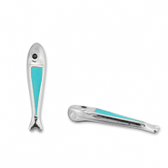 Metall Anhänger DQ Fisch Turquoise blue-Antik silber (Nickelfrei)