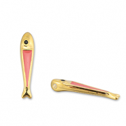 Metall Anhänger DQ Fisch Coral red-Gold (Nickelfrei)