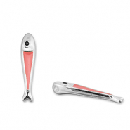 Metall Anhänger DQ Fisch Coral red-Antik silber (Nickelfrei)