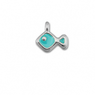 Metall Anhänger DQ Fisch Turquoise blue-Antik silber (Nickelfrei)