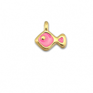 Metall Anhänger DQ Fisch Magenta pink-Gold (Nickelfrei)