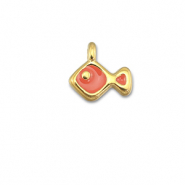Metall Anhänger DQ Fisch Coral red-Gold (Nickelfrei)