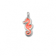 Metall Anhänger DQ Seepferdchen Coral red-Antik silber (Nickelfrei)