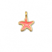 Metall Anhänger DQ Seestern Coral red-Gold (Nickelfrei)