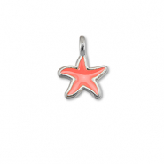 Metall Anhänger DQ Seestern Coral red-Antik silber (Nickelfrei)