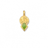 Metall Anhänger DQ Rhombus Light green-Gold (Nickelfrei)