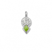 Metall Anhänger DQ Rhombus Light green-Antik silber (Nickelfrei)