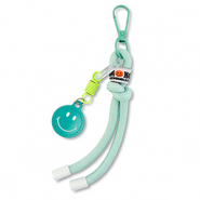 Schlüsselanhänger Smiley mit Kordel Mint-neon yellow-white