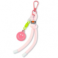 Schlüsselanhänger Smiley mit Kordel Light pink-neon yellow-white