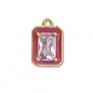 Brass TQ Metall Anhänger Rechteck Gold-purple
