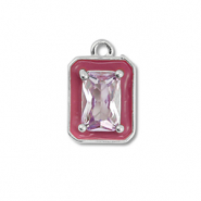 Brass TQ Metall Anhänger Rechteck Silver-purple