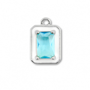 Brass TQ Metall Anhänger Rechteck Silver-white-light blue