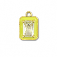 Brass TQ Metall Anhänger Rechteck Gold-neon yellow-light yellow