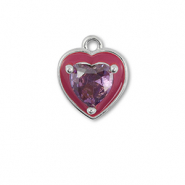 Brass TQ Metall Anhänger Herz Silver-purple