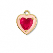 Brass TQ Metall Anhänger Herz Gold-cream pink-berry wine red